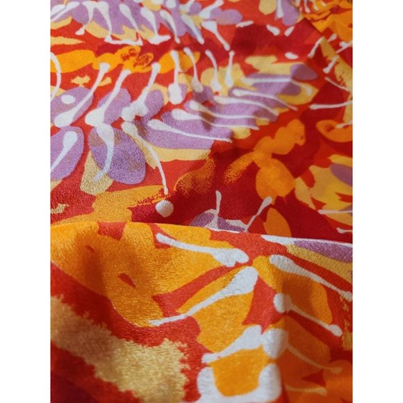 Vintage Adolfo 100% Silk Scarf Red, Orange Yellow France Hand Rolled 1970s - Picture 2 of 4